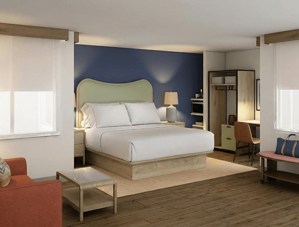 Modern furnished hotel room interior