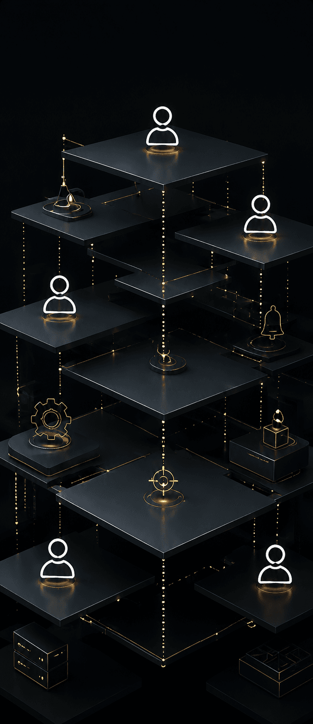 Illustration of fragmented project stakeholders across building floors